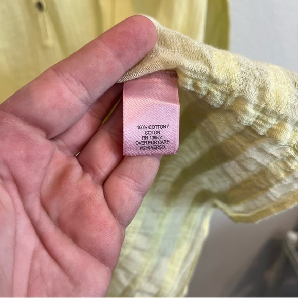 Calypso St. Barth yellow 100% Ottomans light gauzy long sleeve blouse xxsmall - Picture 9 of 12